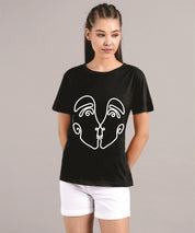 KOTTY Printed Women Round Neck Black T-Shirt 