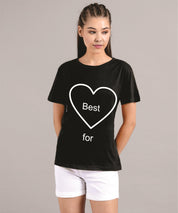 KOTTY Printed Women Round Neck Black T-Shirt 