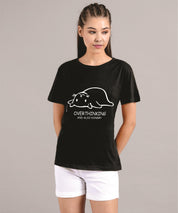 KOTTY Printed Women Round Neck Black T-Shirt 