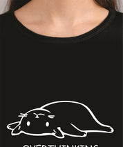 KOTTY Printed Women Round Neck Black T-Shirt 