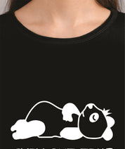 KOTTY Printed Women Round Neck Black T-Shirt 