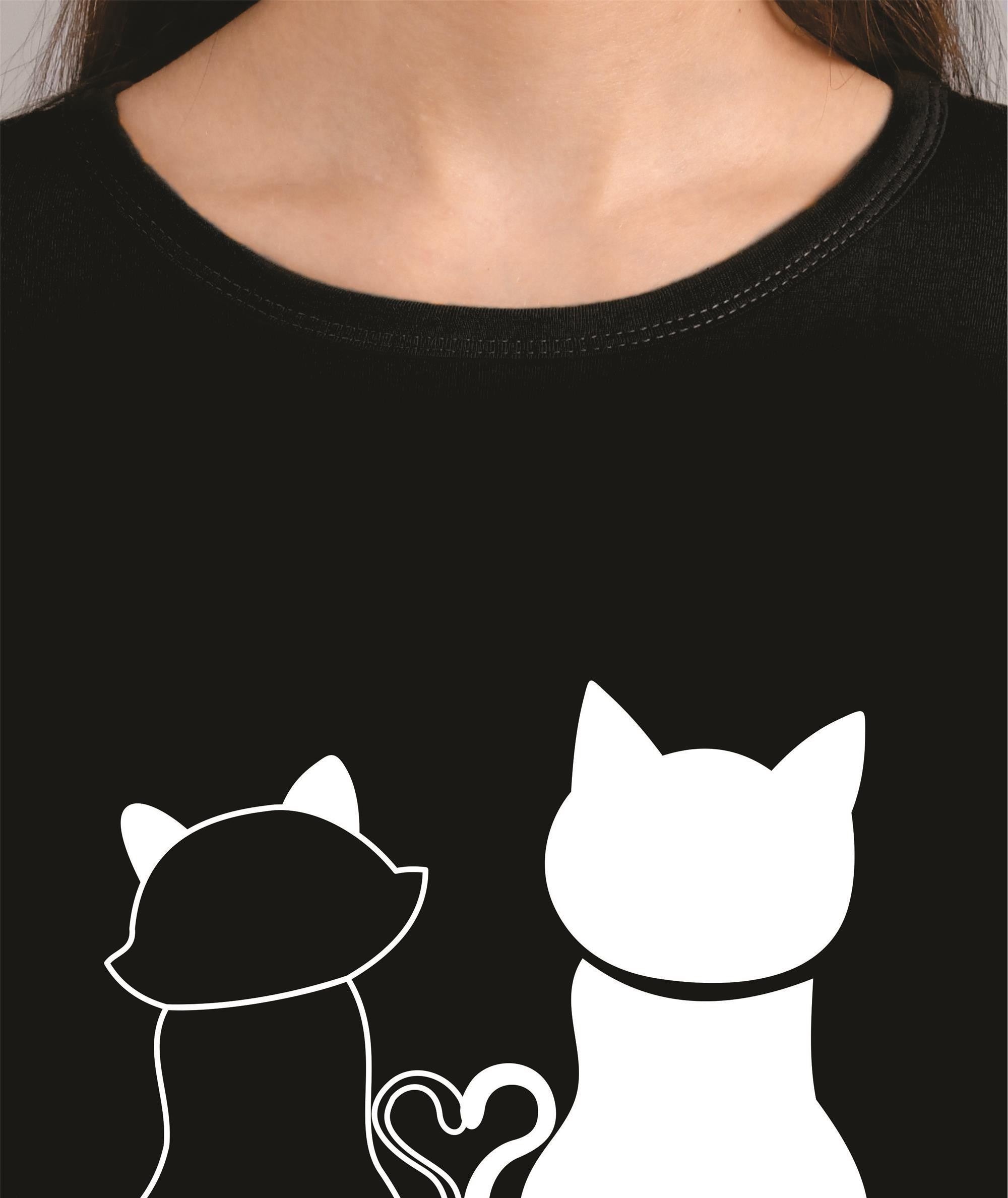 KOTTY Printed Women Round Neck Black T-Shirt 