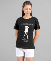 KOTTY Printed Women Round Neck Grey T-Shirt 