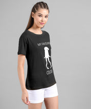 KOTTY Printed Women Round Neck Grey T-Shirt 