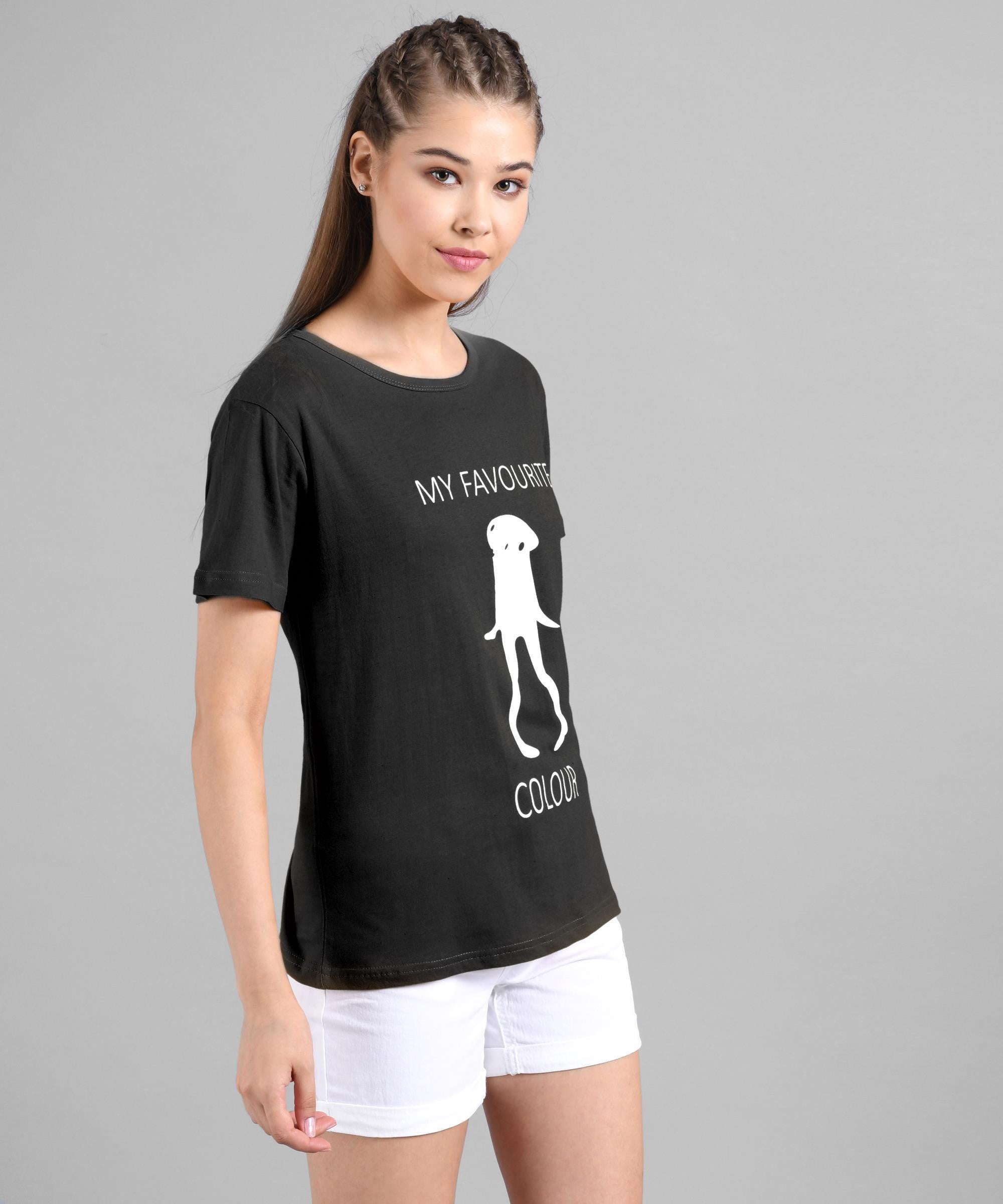 KOTTY Printed Women Round Neck Grey T-Shirt 