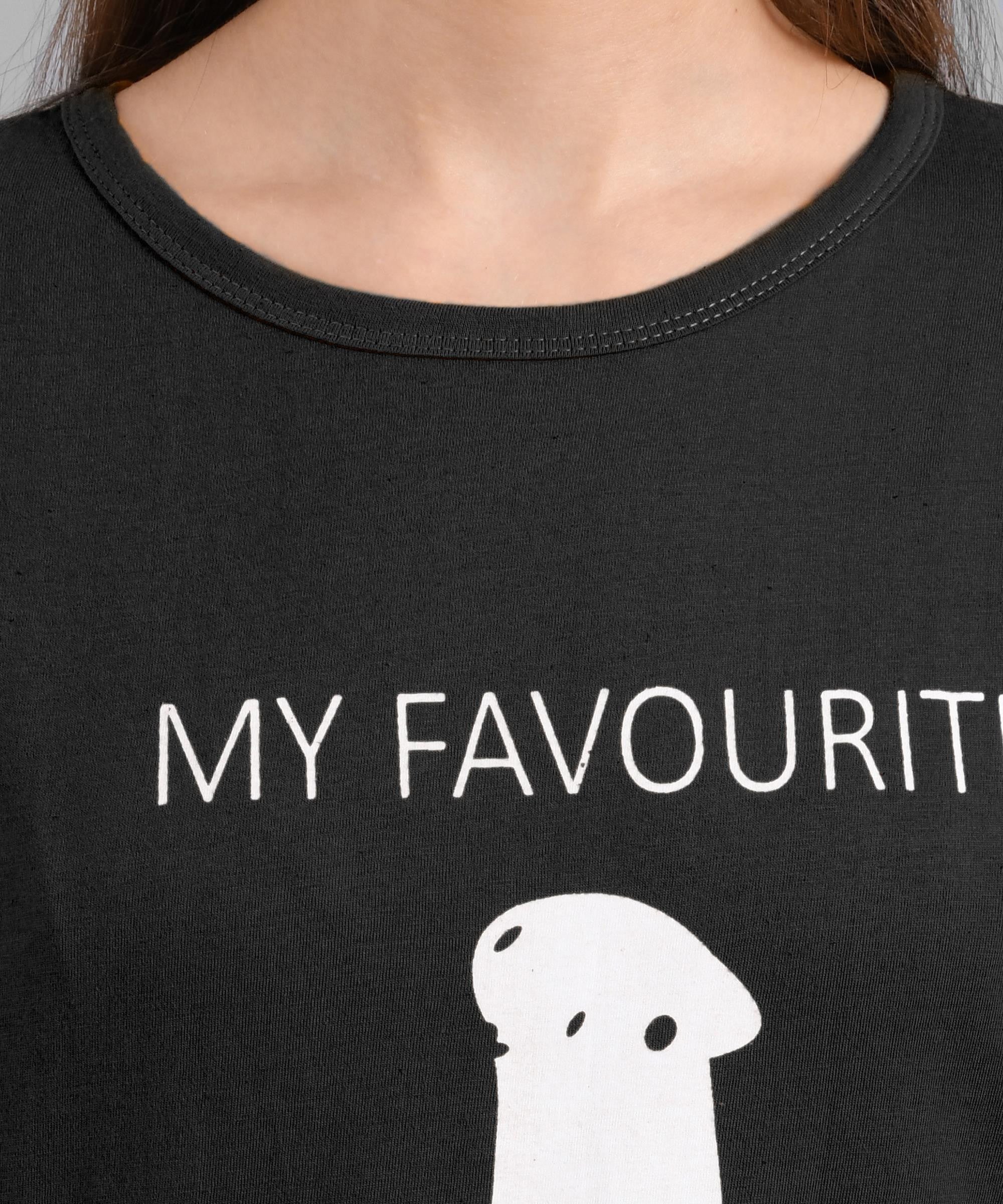 KOTTY Printed Women Round Neck Grey T-Shirt 