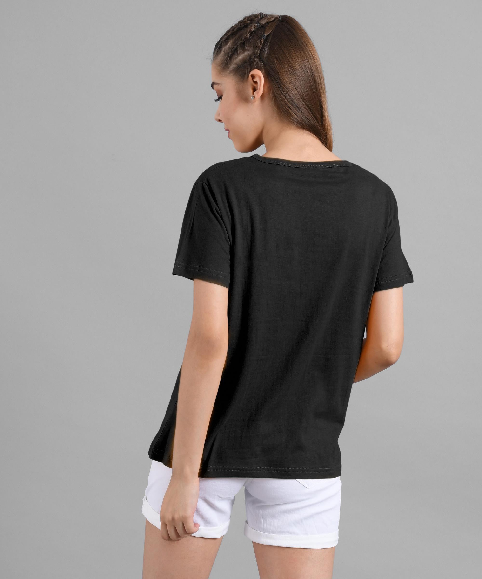 KOTTY Printed Women Round Neck Grey T-Shirt 