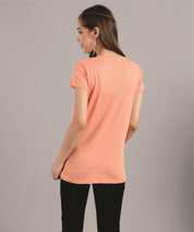 KOTTY Printed Women Round Neck Beige T-Shirt 