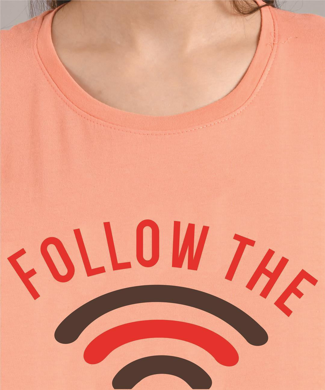 KOTTY Printed Women Round Neck Beige T-Shirt 