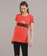 KOTTY Printed Women Round Neck Red T-Shirt 