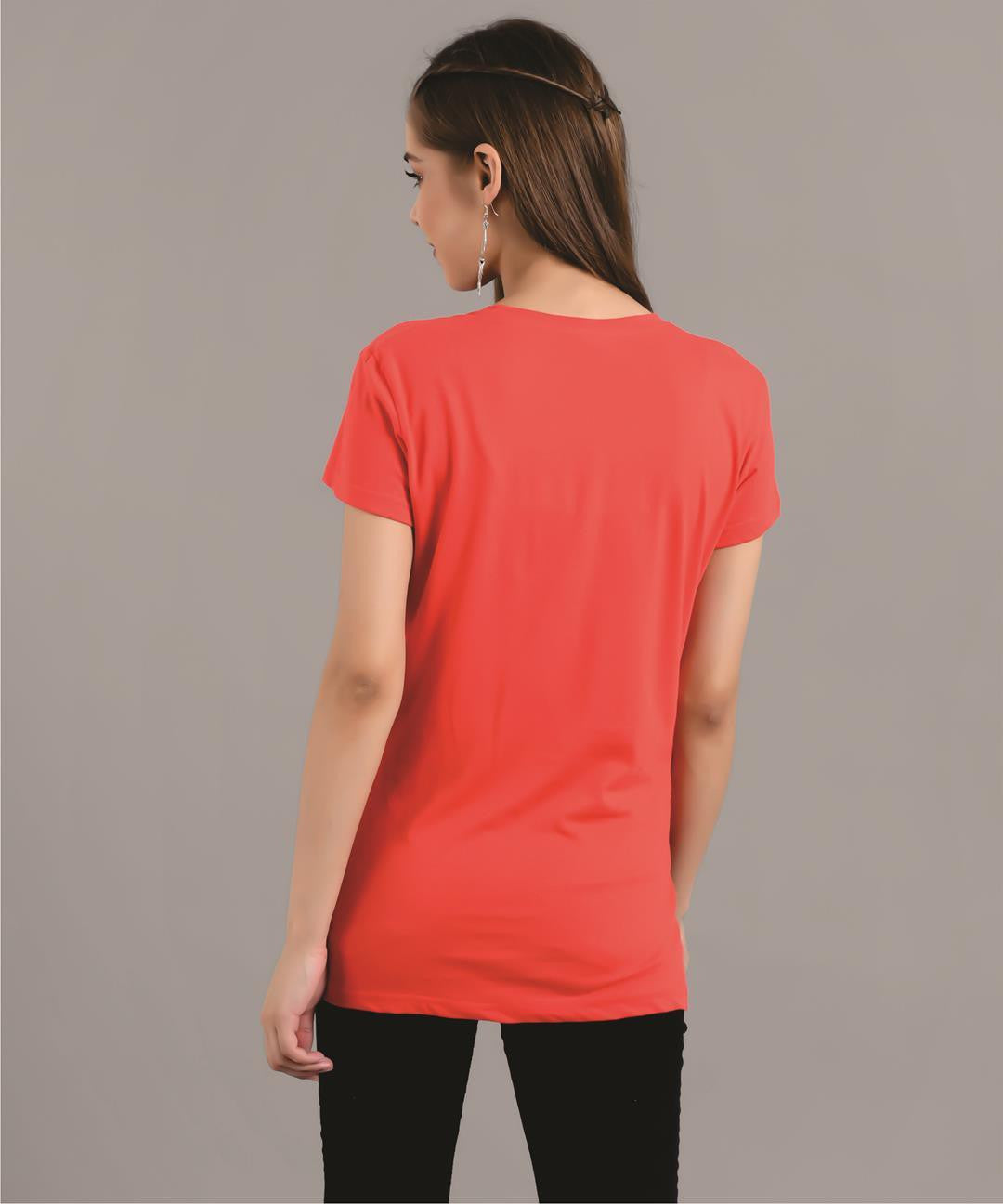 KOTTY Printed Women Round Neck Red T-Shirt 