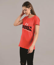 KOTTY Printed Women Round Neck Red T-Shirt 