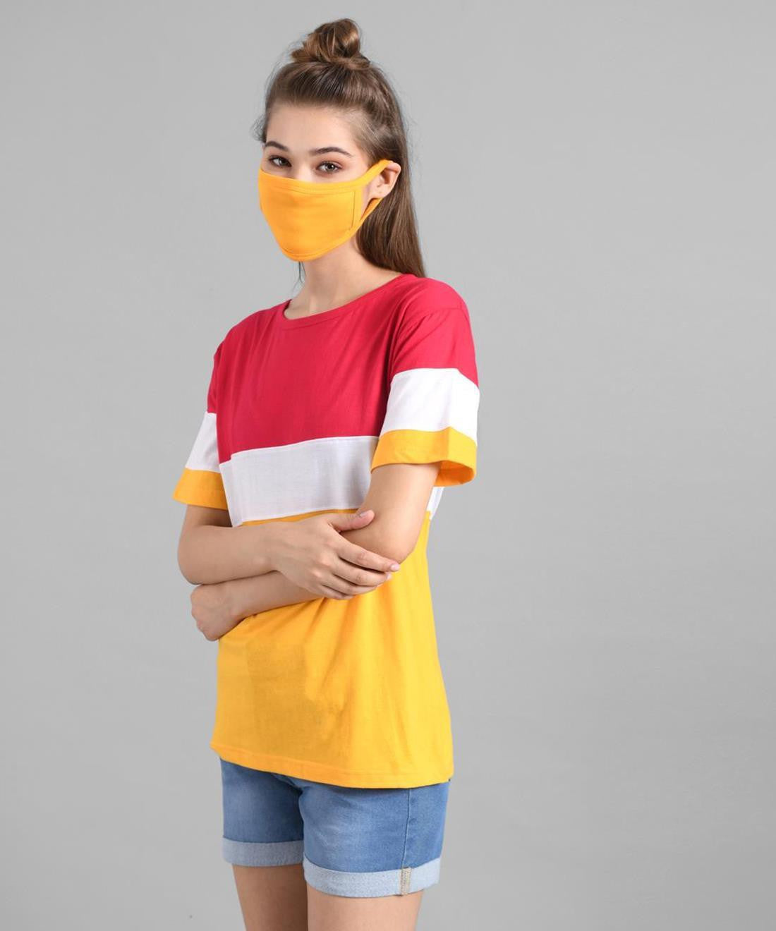 KOTTY Printed Women Round Neck Multicolor T-Shirt 
