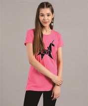 KOTTY Printed Women Round Neck Pink T-Shirt 