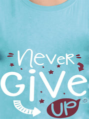 KOTTY Printed Women Round Neck Light Blue T-Shirt 