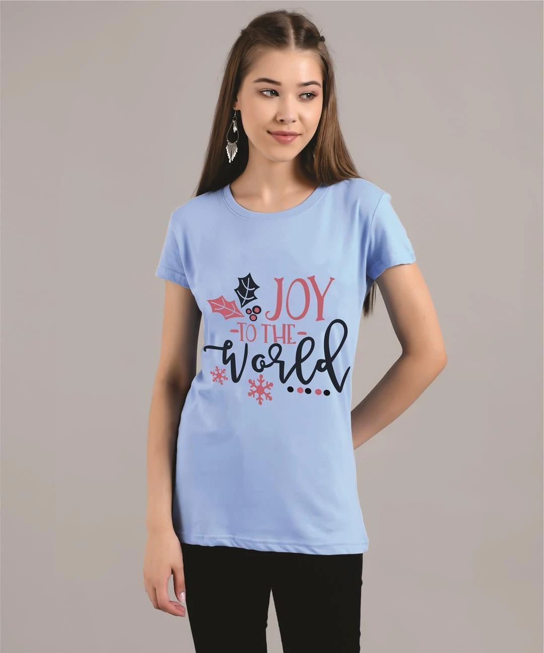 KOTTY Printed Women Round Neck Blue T-Shirt 