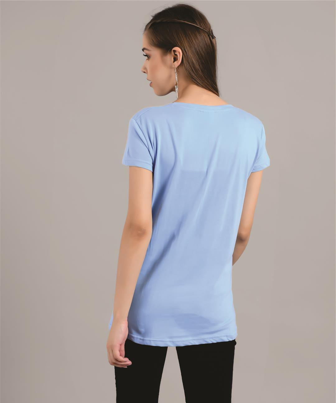 KOTTY Printed Women Round Neck Blue T-Shirt 