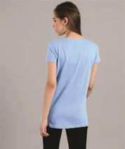 KOTTY Printed Women Round Neck Blue T-Shirt 