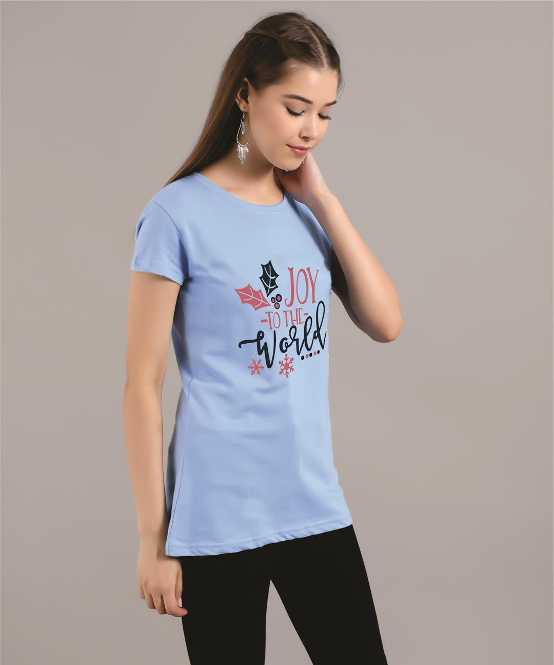 KOTTY Printed Women Round Neck Blue T-Shirt 