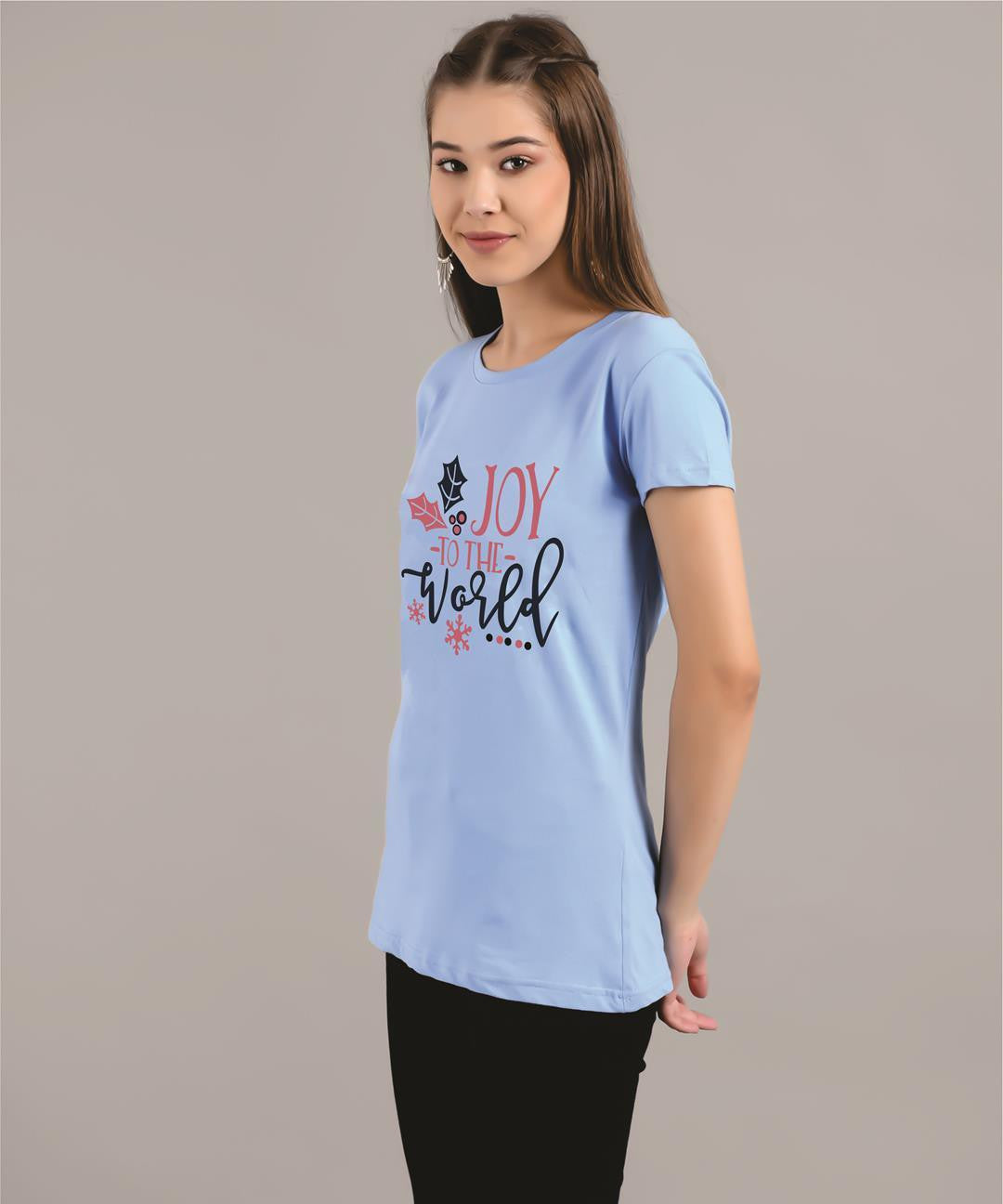 KOTTY Printed Women Round Neck Blue T-Shirt 