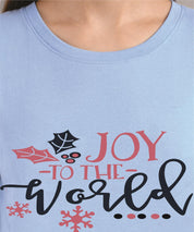 KOTTY Printed Women Round Neck Blue T-Shirt 
