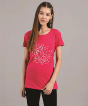 KOTTY Printed Women Round Neck Red T-Shirt 