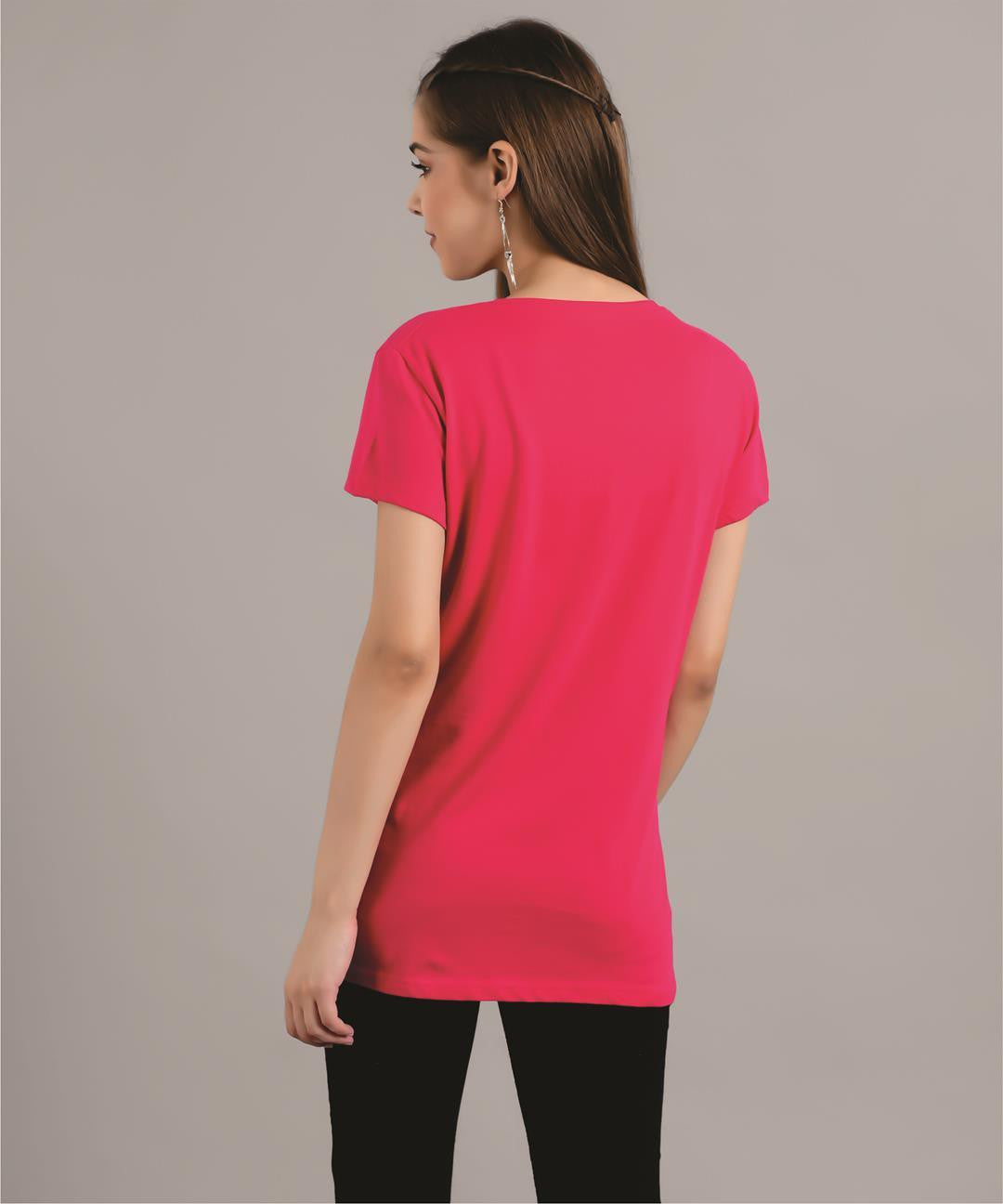 KOTTY Printed Women Round Neck Red T-Shirt 