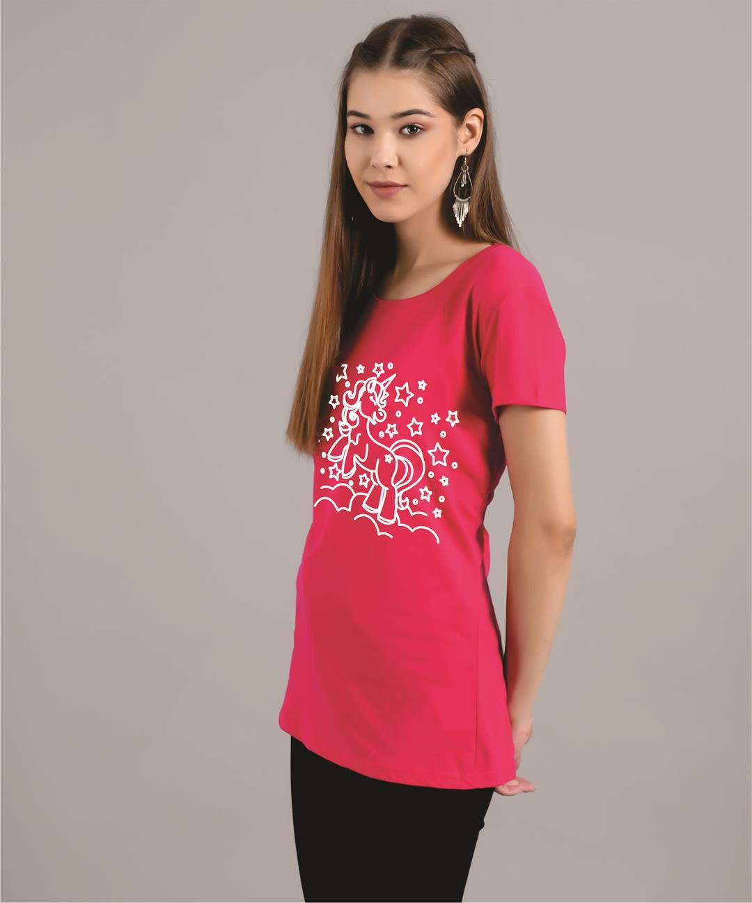 KOTTY Printed Women Round Neck Red T-Shirt 