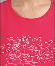 KOTTY Printed Women Round Neck Red T-Shirt 