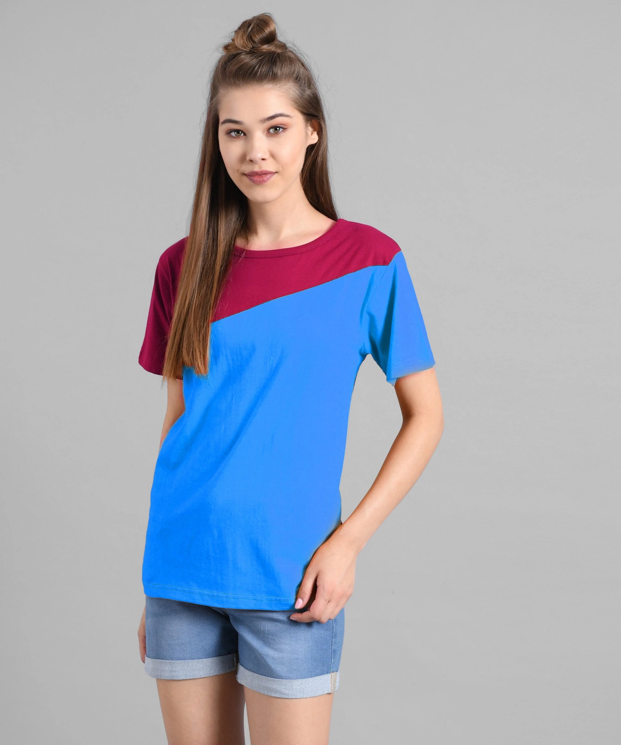 KOTTY Colorblock Women Round Neck Multicolor T-Shirt 