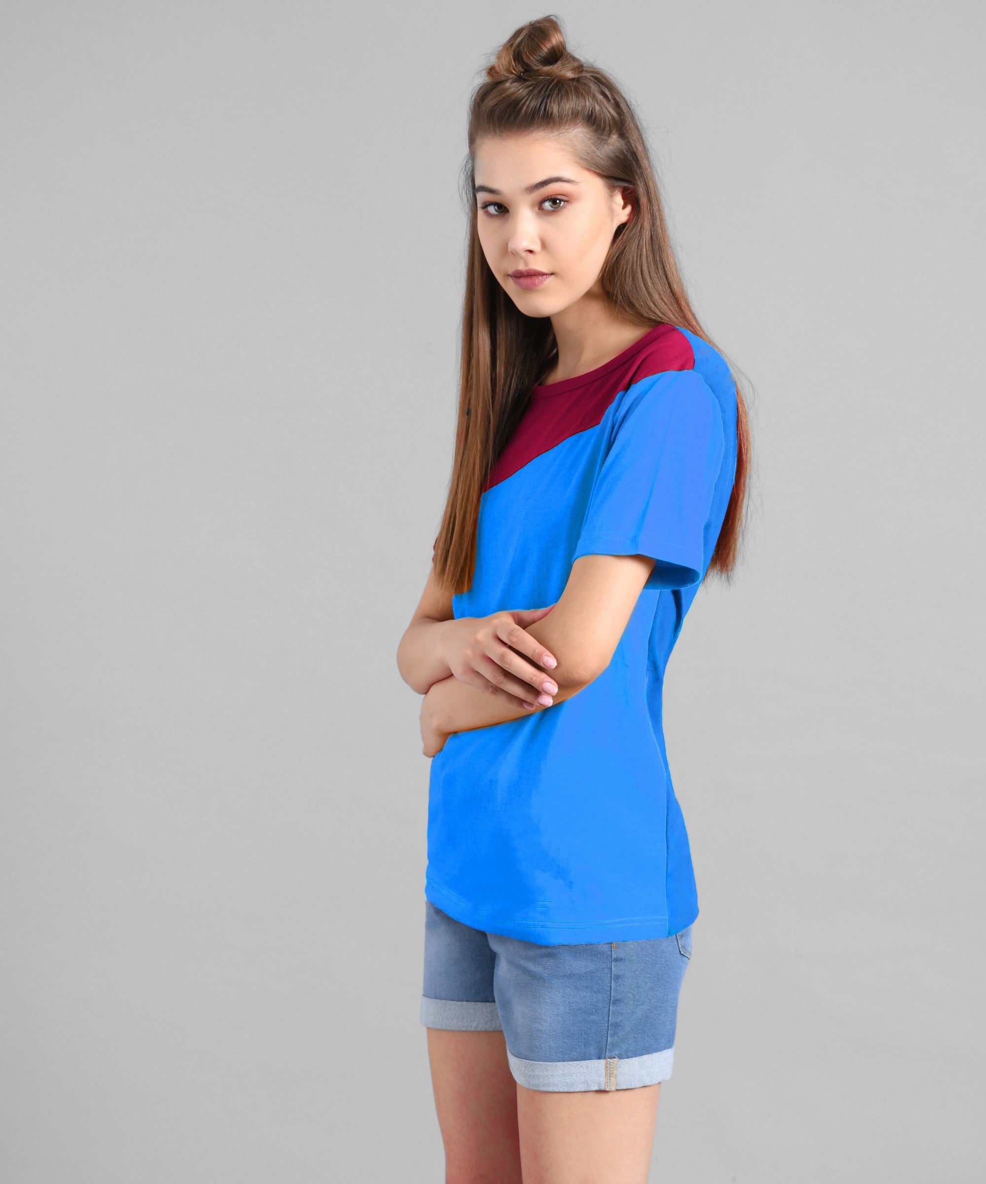 KOTTY Colorblock Women Round Neck Multicolor T-Shirt 