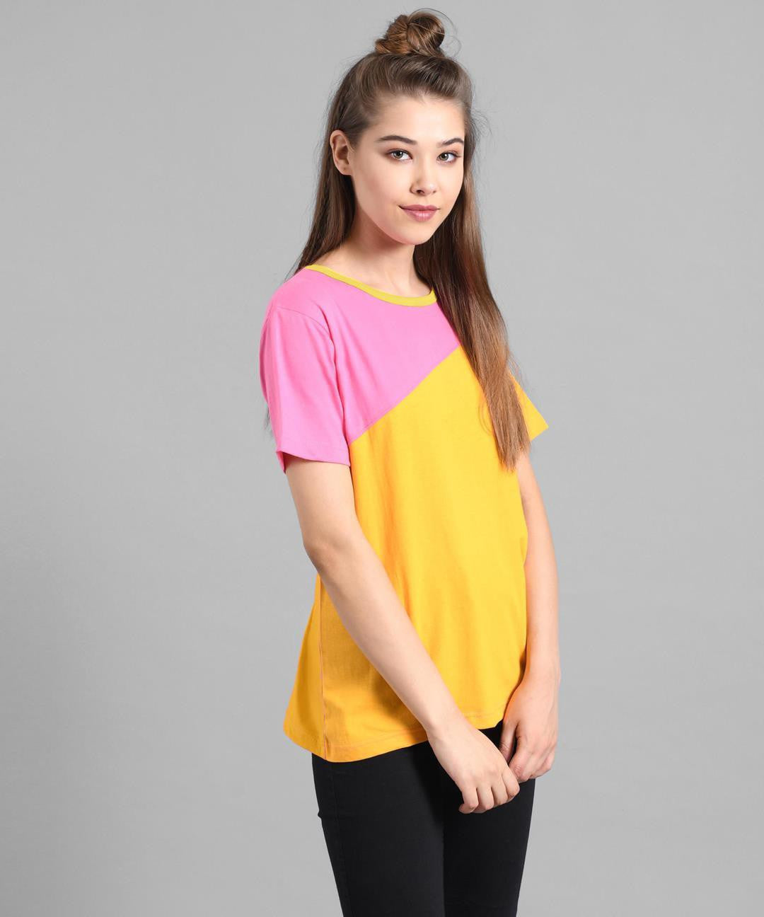 KOTTY Colorblock Women Round Neck Multicolor T-Shirt 
