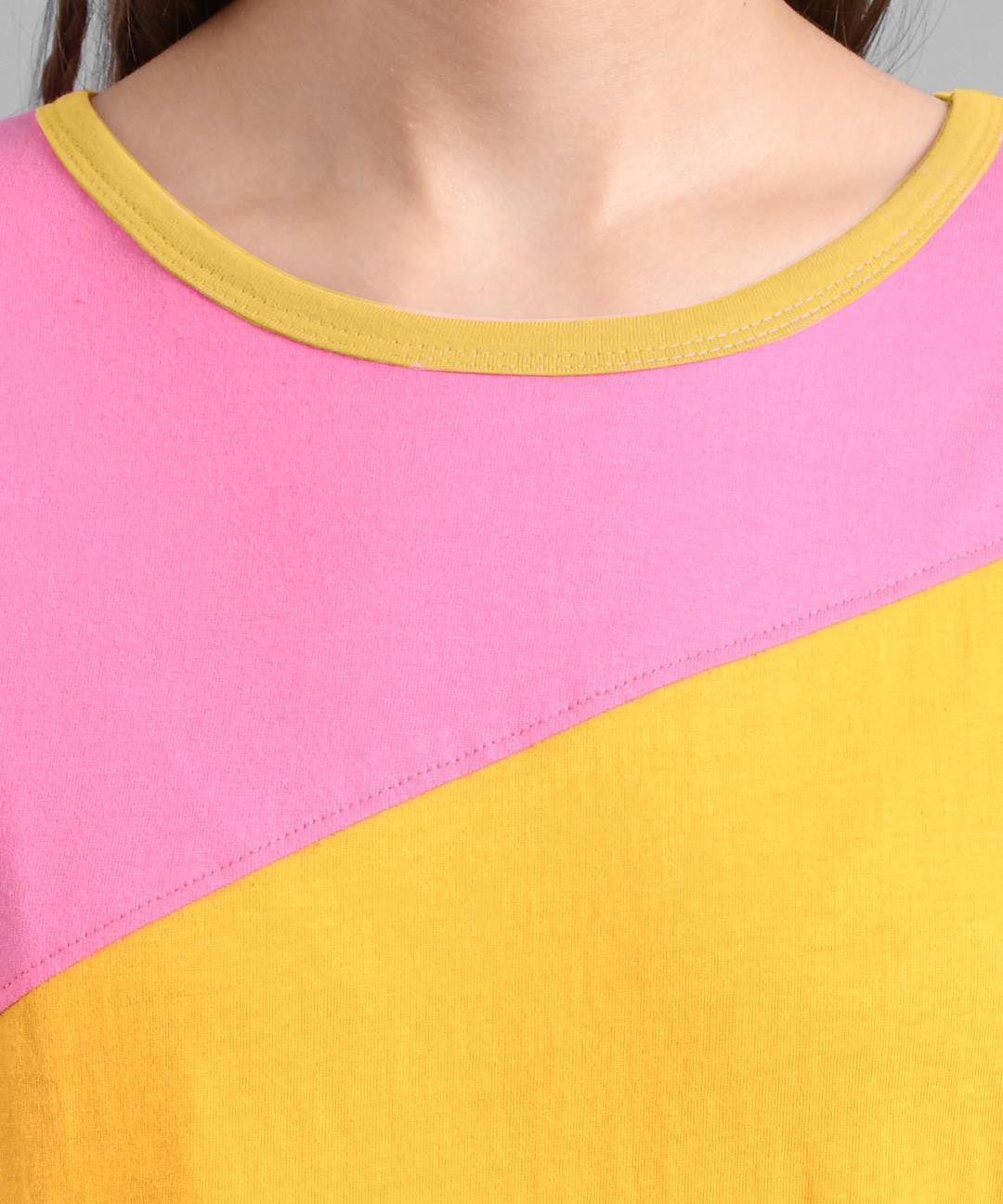 KOTTY Colorblock Women Round Neck Multicolor T-Shirt 