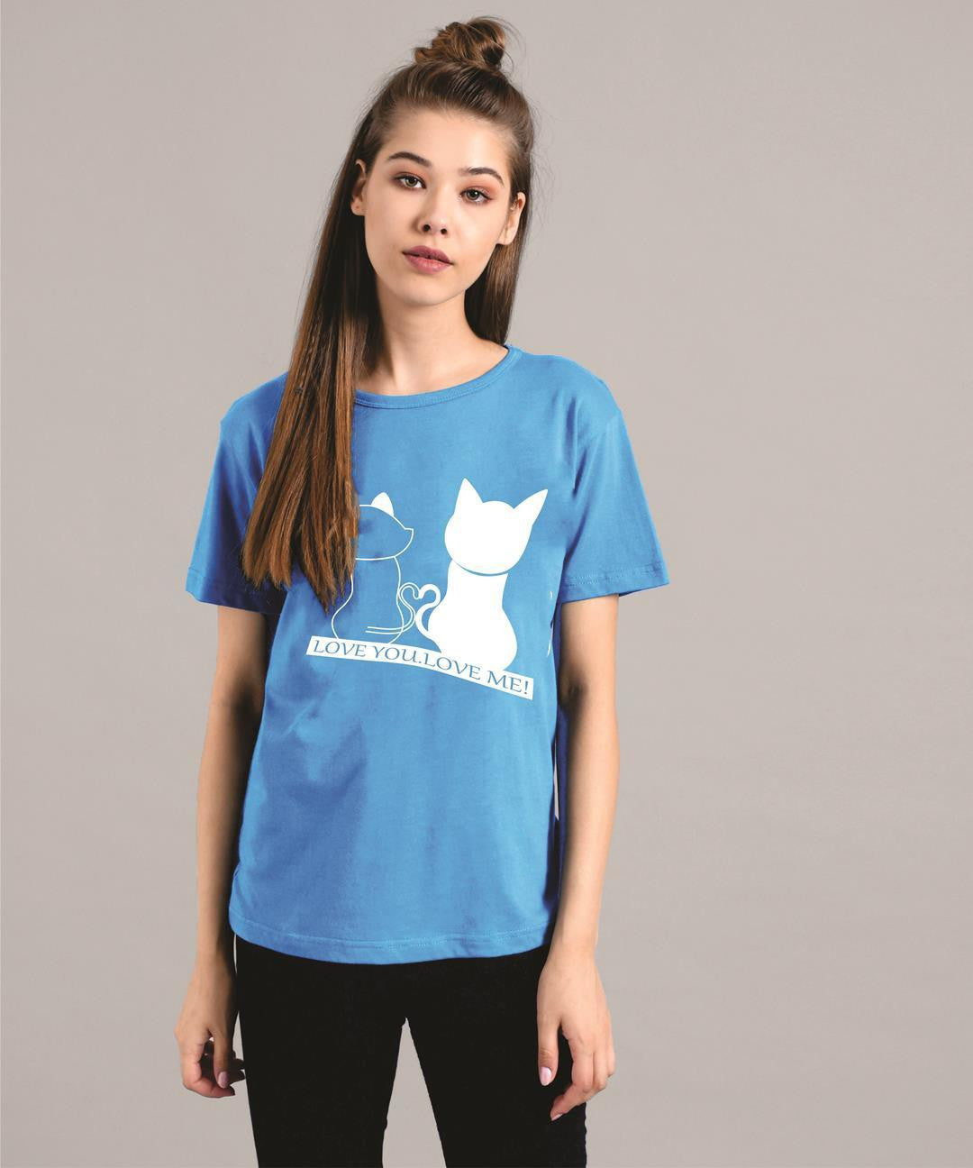 KOTTY Women's Round Neck Printed Cotton T-Shirt