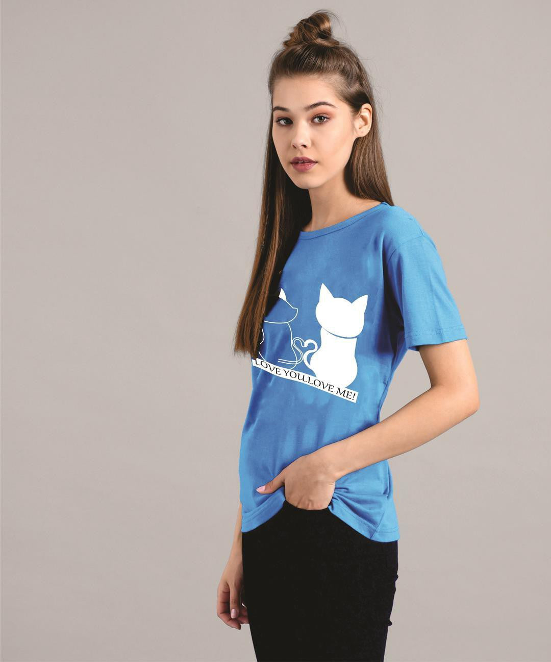 KOTTY Women's Round Neck Printed Cotton T-Shirt