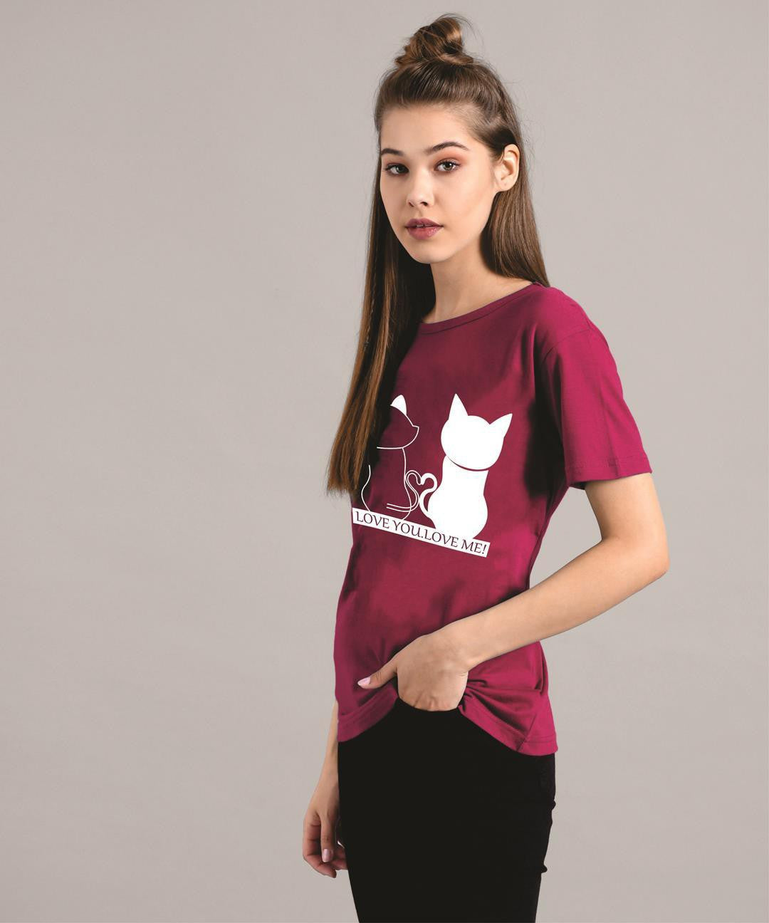 KOTTY Women's Solid Regular Fit T-Shirt