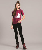 KOTTY Women's Solid Regular Fit T-Shirt