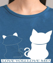 KOTTY Printed Women Round Neck Blue T-Shirt 