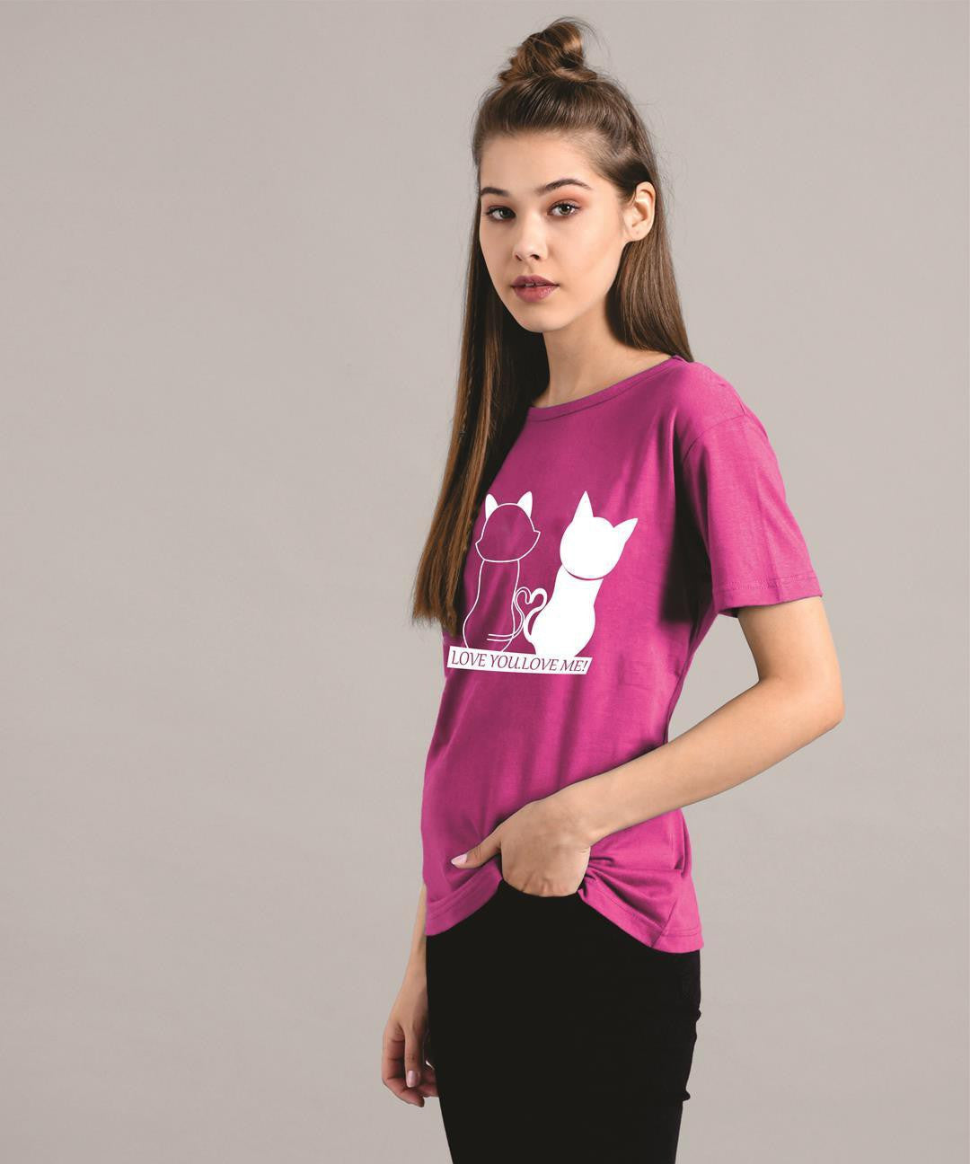 KOTTY Women's Solid Regular Fit T-Shirt
