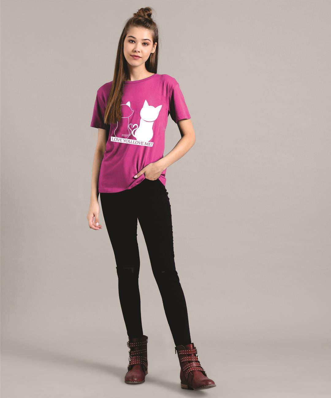 KOTTY Women's Solid Regular Fit T-Shirt