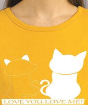 KOTTY Printed Women Round Neck Yellow T-Shirt 