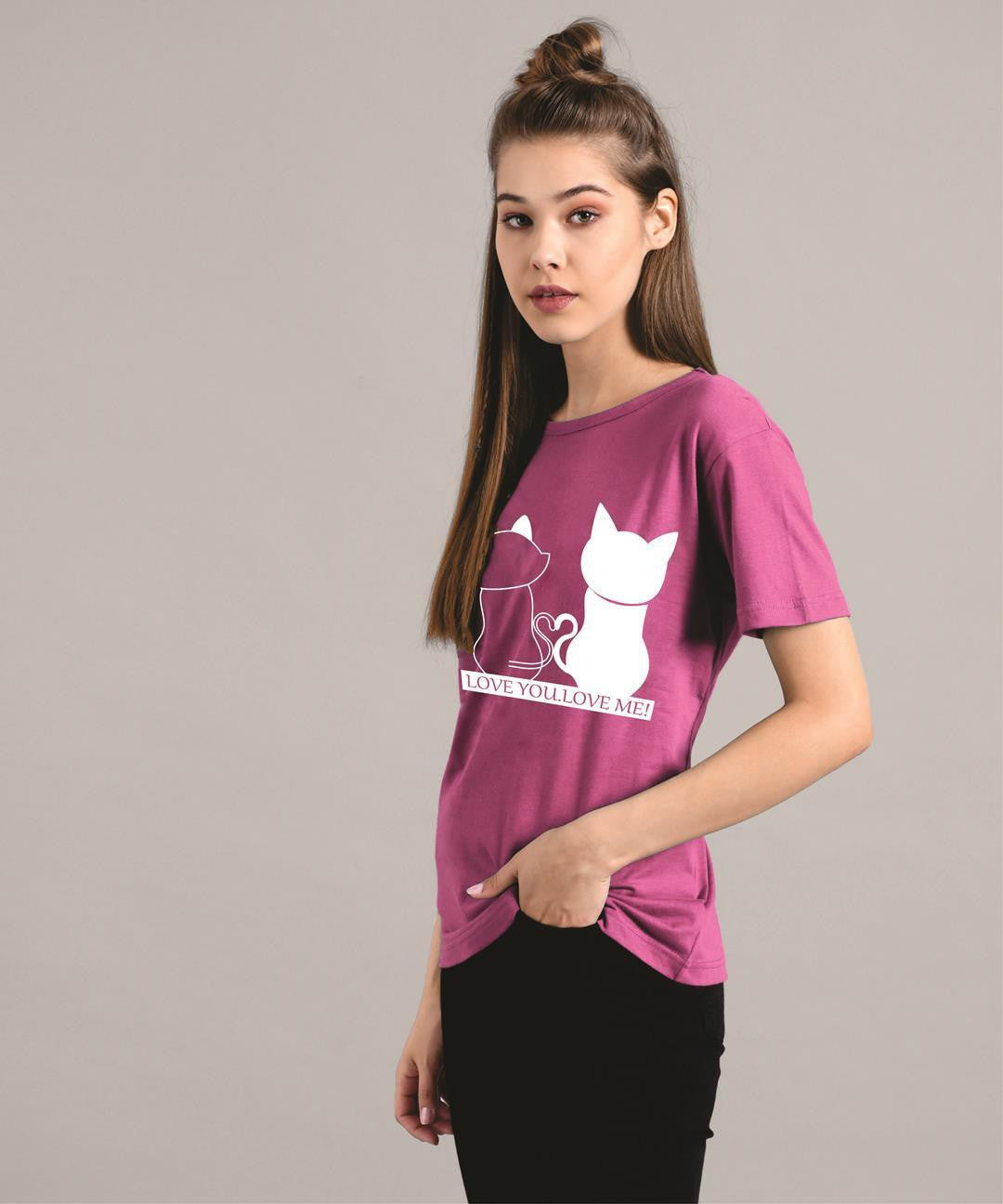 KOTTY Women's Solid Regular Fit T-Shirt