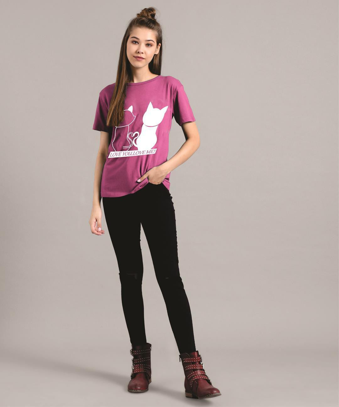 KOTTY Women's Solid Regular Fit T-Shirt