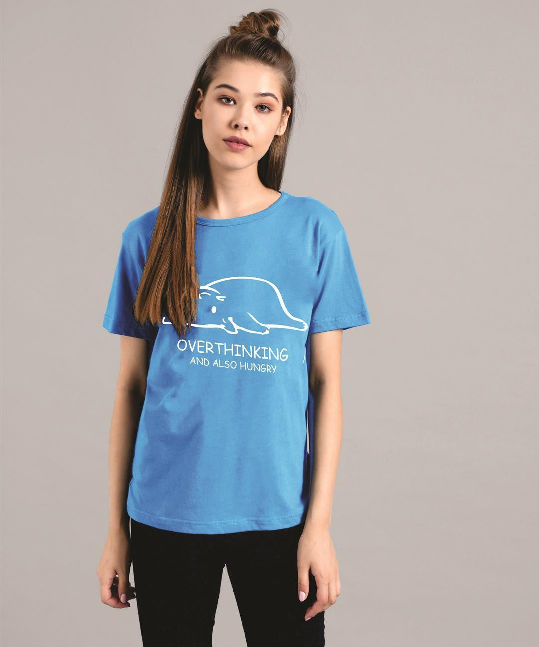 KOTTY Women's Solid Regular Fit T-Shirt