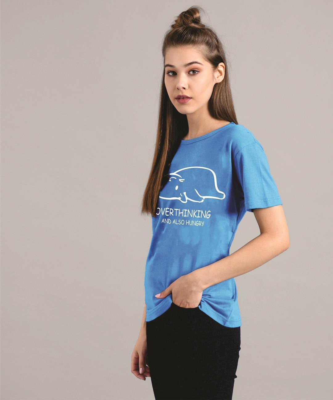 KOTTY Women's Solid Regular Fit T-Shirt