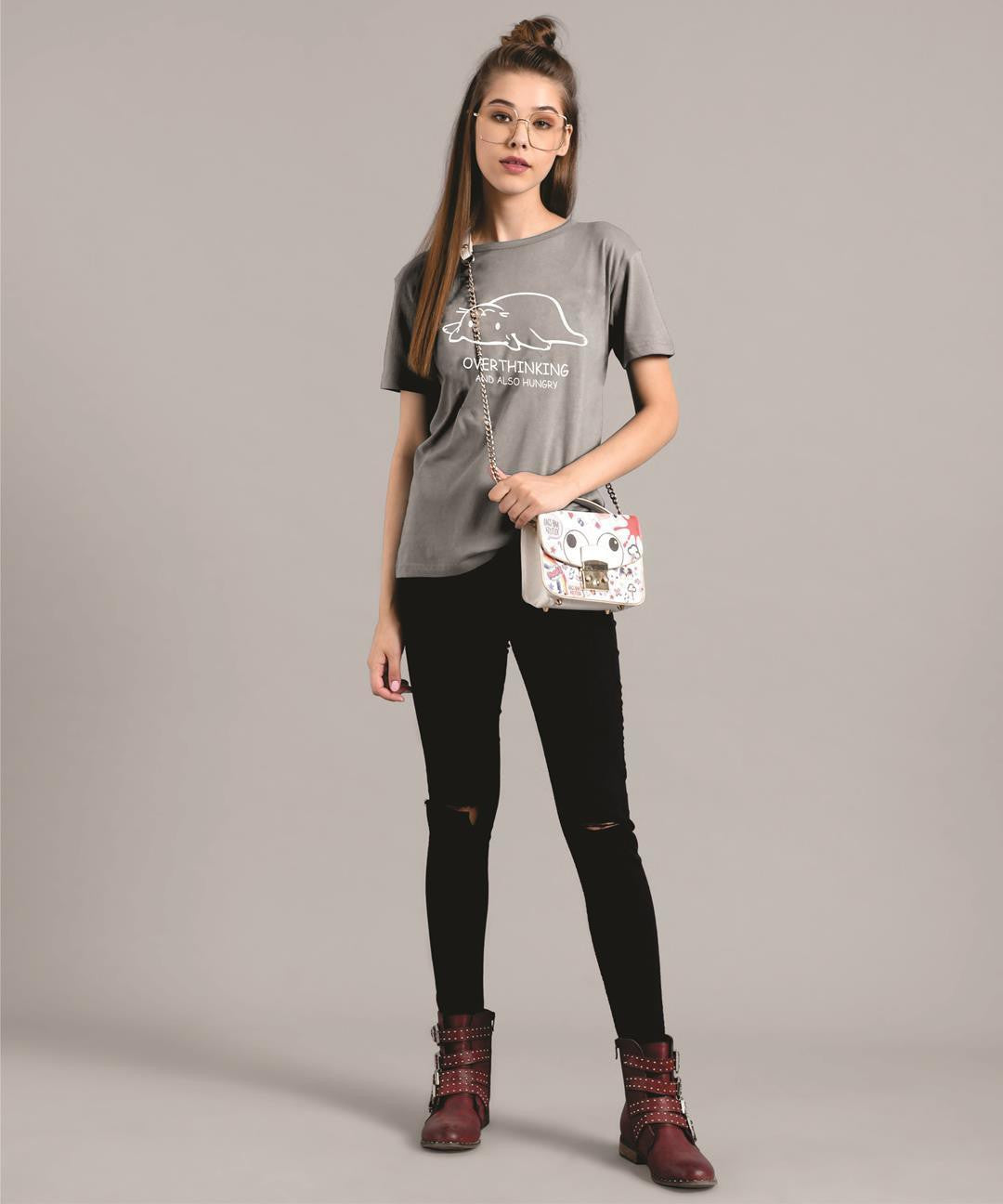 KOTTY Women's Round Neck Printed Cotton T-Shirt