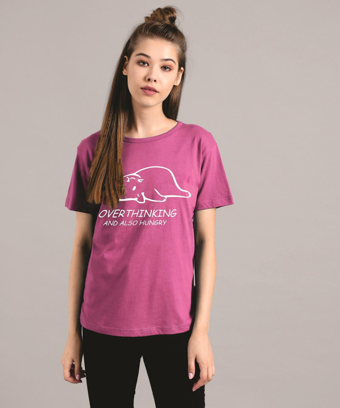 KOTTY Women's Round Neck Printed Cotton T-Shirt