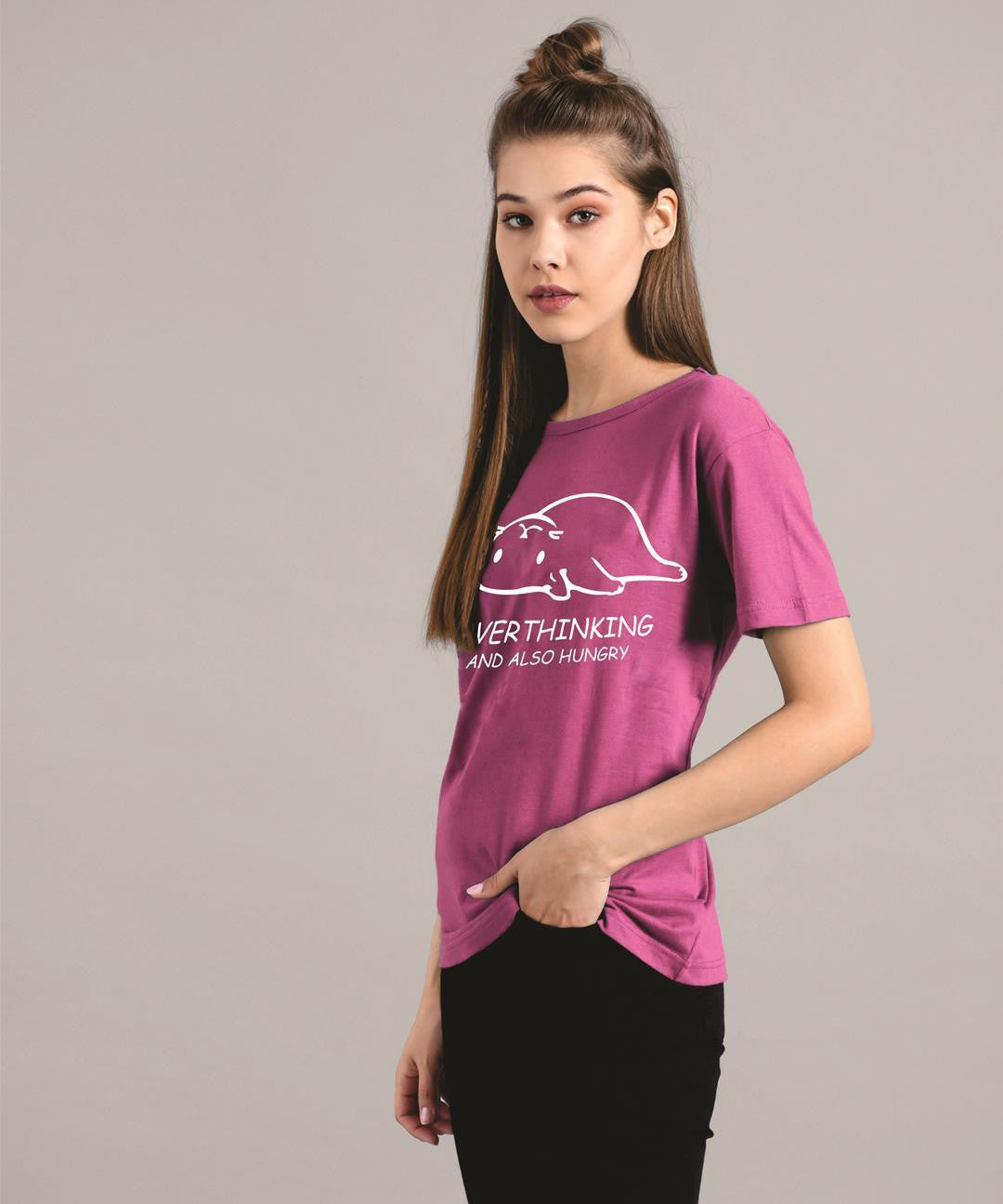 KOTTY Women's Round Neck Printed Cotton T-Shirt