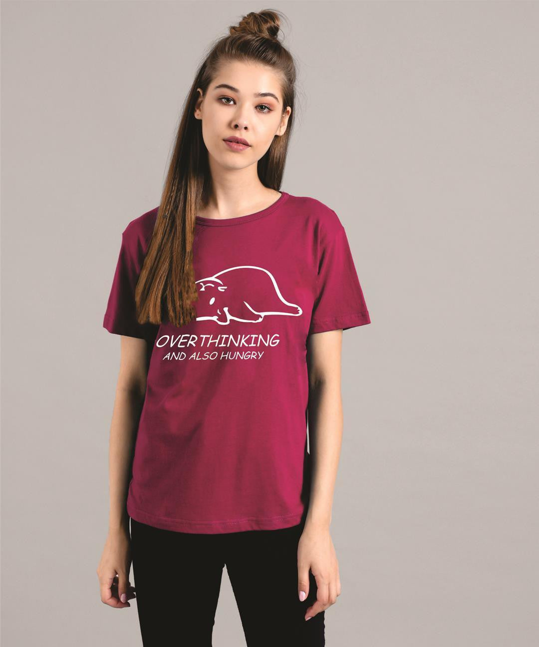 KOTTY Women's Round Neck Printed Cotton T-Shirt