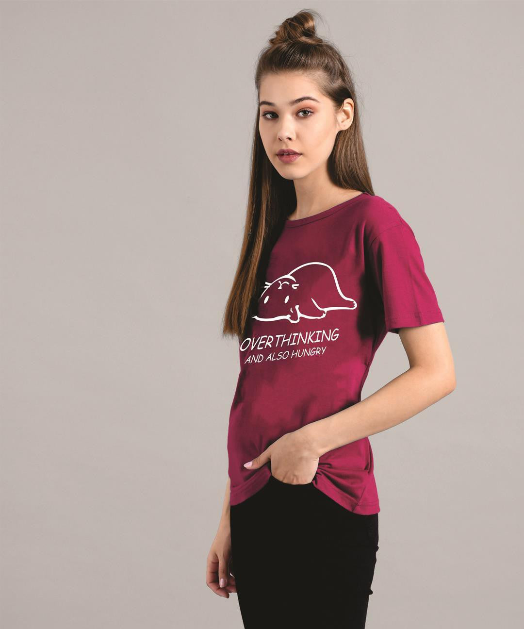 KOTTY Women's Round Neck Printed Cotton T-Shirt